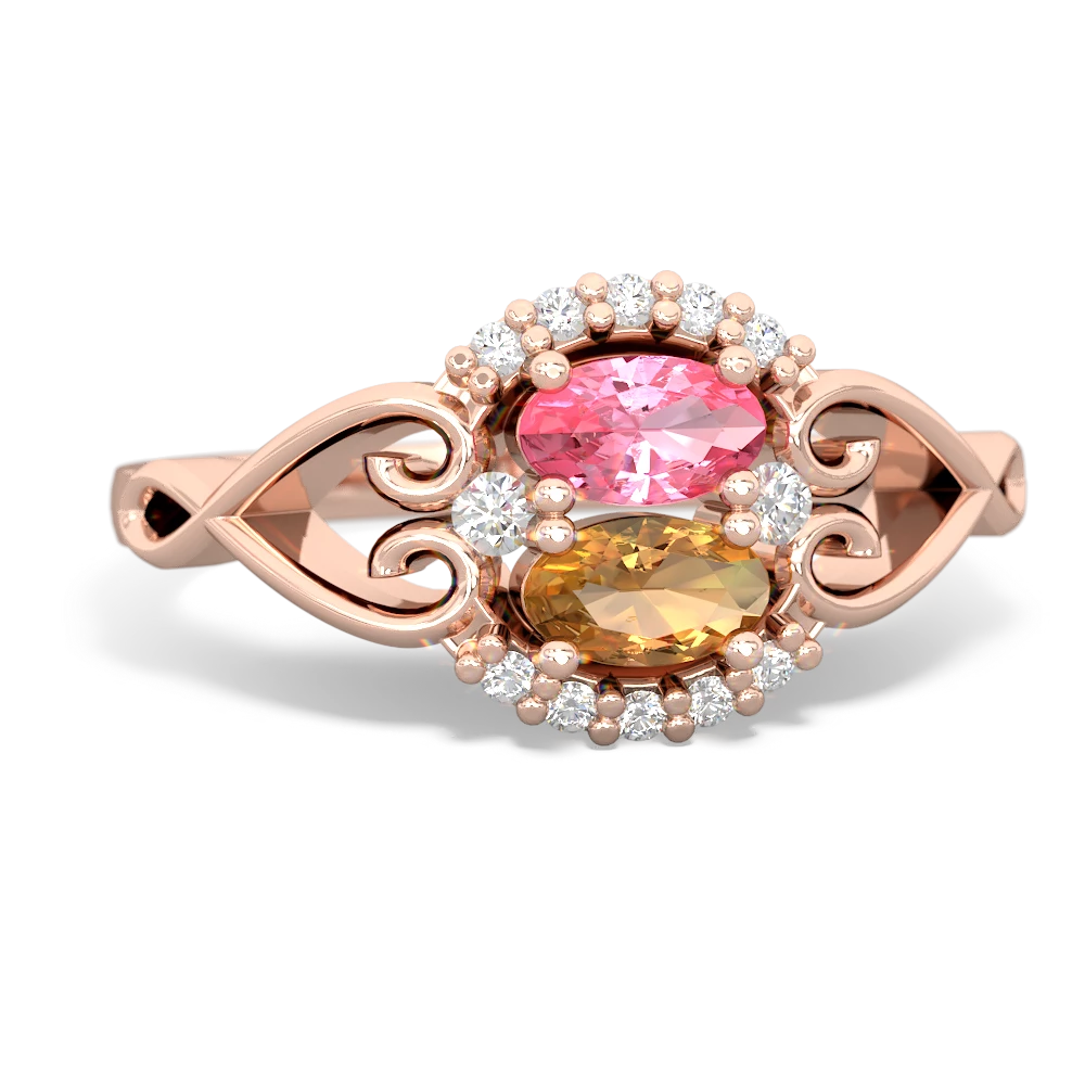 Lab Pink Sapphire Love Nest 14K Rose Gold ring R5860