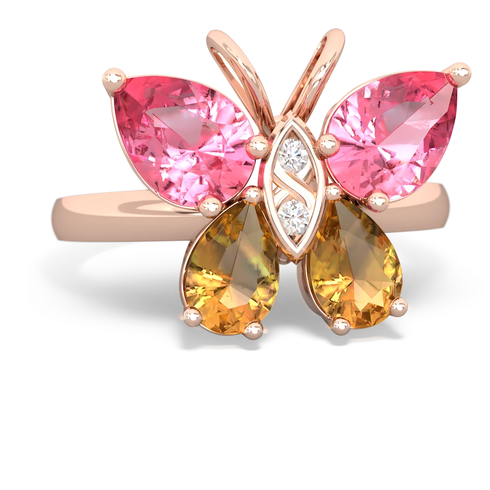 Lab Pink Sapphire Butterfly 14K Rose Gold ring R2215