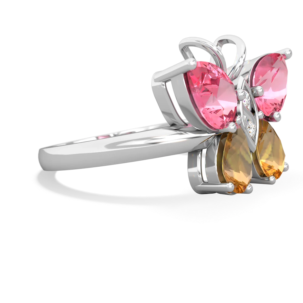 Lab Pink Sapphire Butterfly 14K White Gold ring R2215