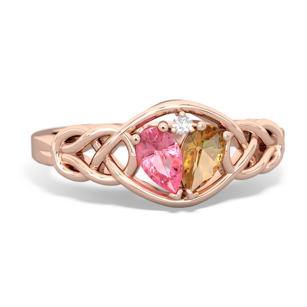 Lab Pink Sapphire Celtic Love Knot 14K Rose Gold ring R5420