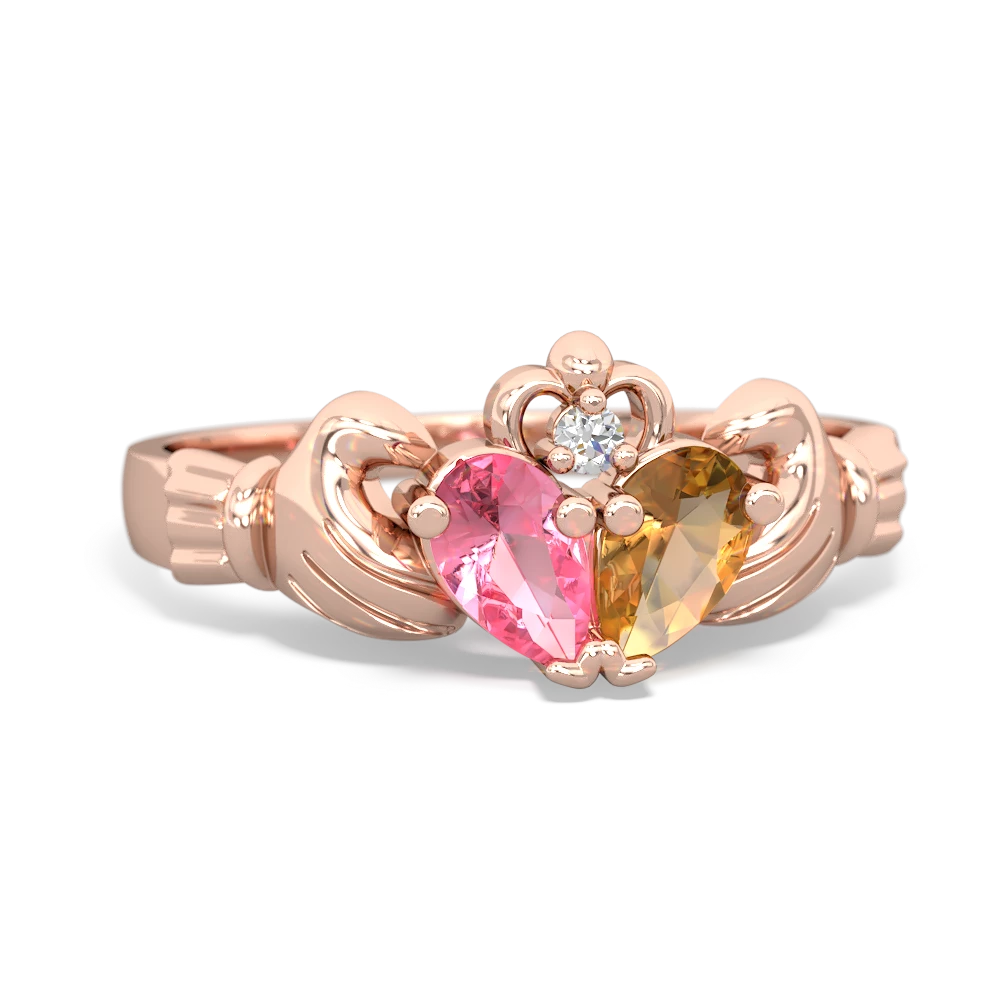 Lab Pink Sapphire 'Our Heart' Claddagh 14K Rose Gold ring R2388