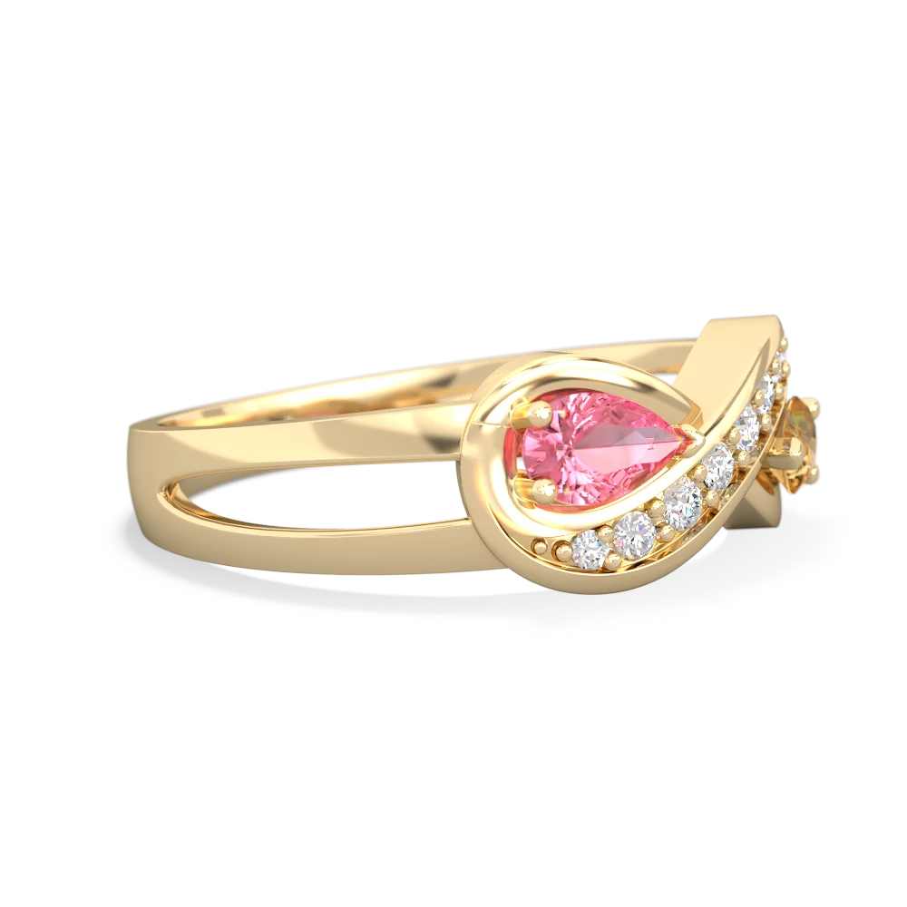 Lab Pink Sapphire Diamond Infinity 14K Yellow Gold ring R5390