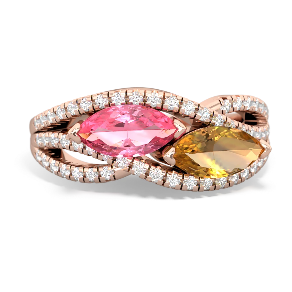 Lab Pink Sapphire Diamond Rivers 14K Rose Gold ring R3070