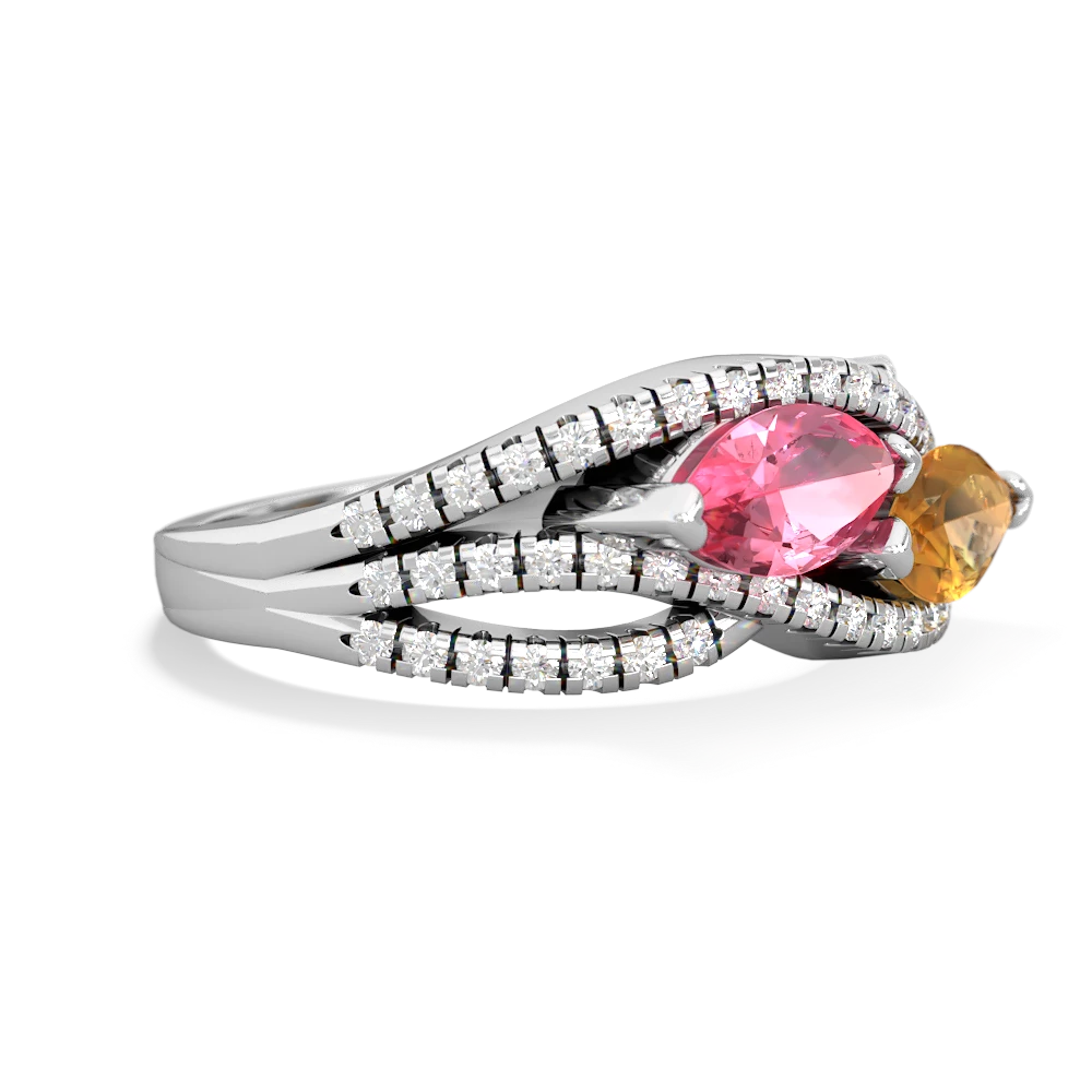 Lab Pink Sapphire Diamond Rivers 14K White Gold ring R3070