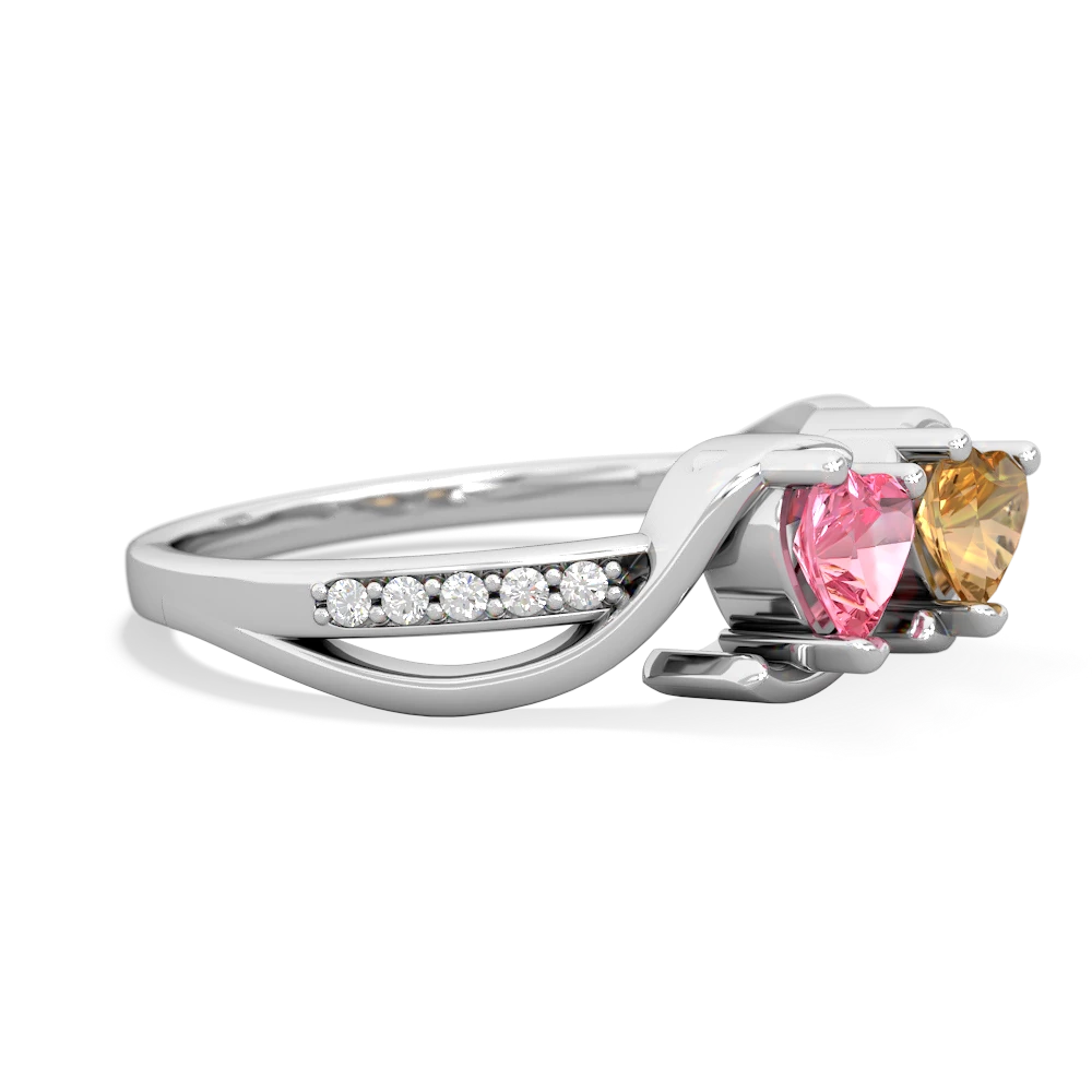 Lab Pink Sapphire Side By Side 14K White Gold ring R3090