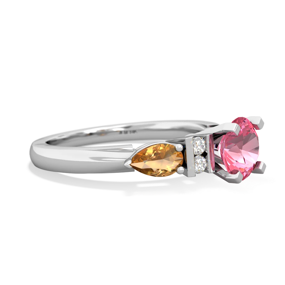 Lab Pink Sapphire 6Mm Round Eternal Embrace Engagement 14K White Gold ring R2005