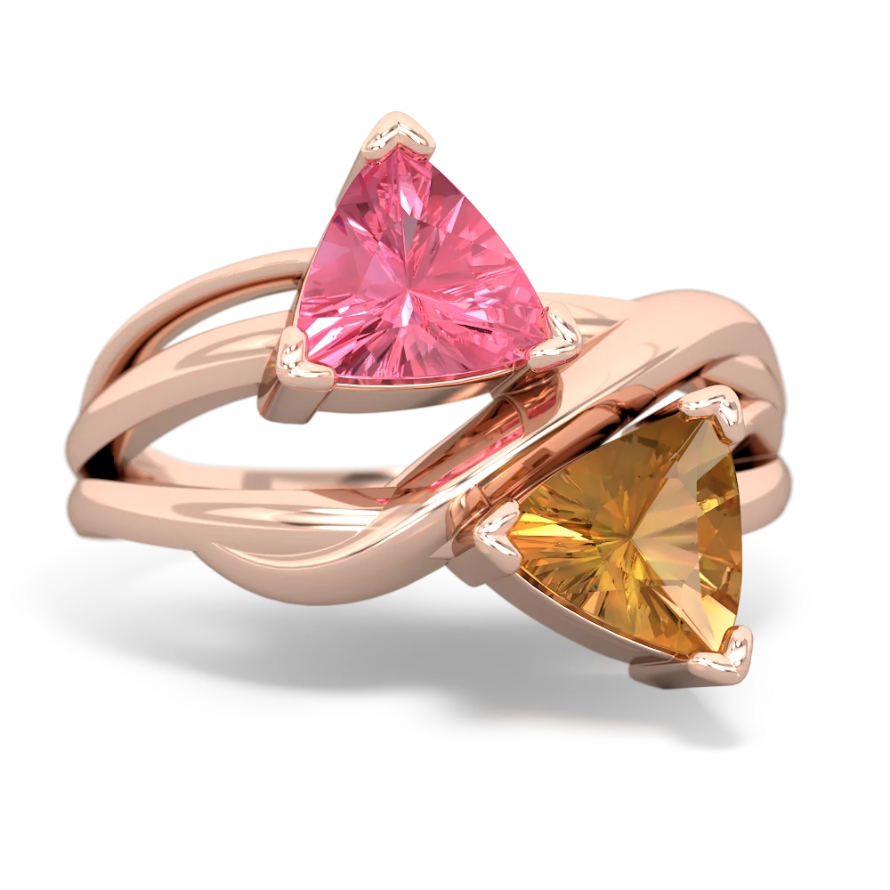 Lab Pink Sapphire Split Band Swirl 14K Rose Gold ring R2341