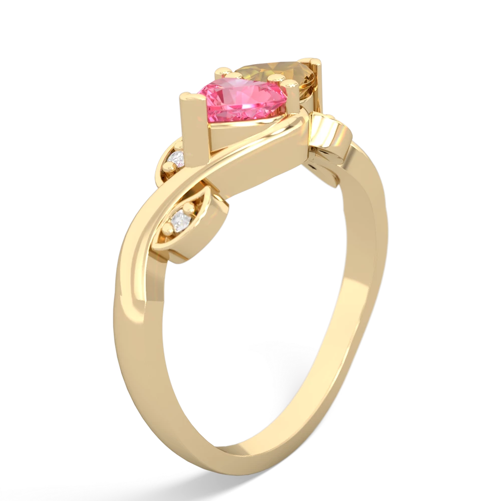 Lab Pink Sapphire Floral Elegance 14K Yellow Gold ring R5790