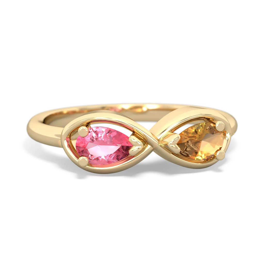 Lab Pink Sapphire Infinity 14K Yellow Gold ring R5050