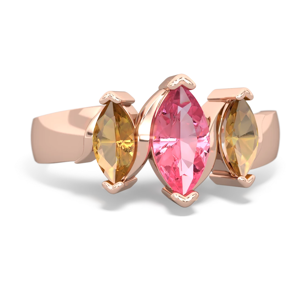 Lab Pink Sapphire Three Peeks 14K Rose Gold ring R2433