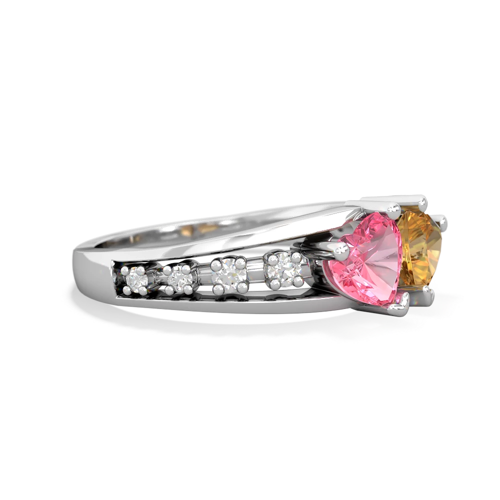 Lab Pink Sapphire Heart To Heart 14K White Gold ring R3342