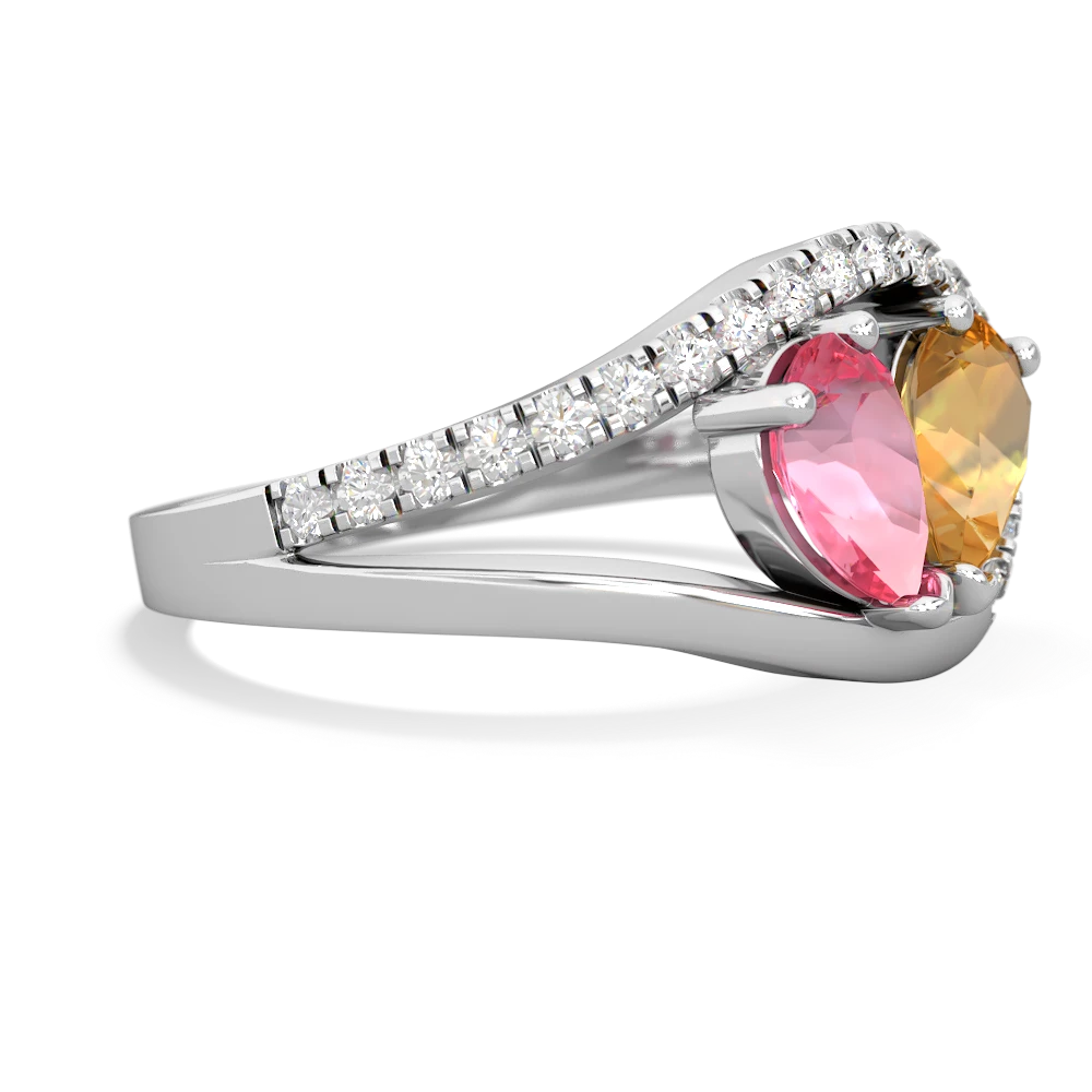 Lab Pink Sapphire Nestled Heart Keepsake 14K White Gold ring R5650
