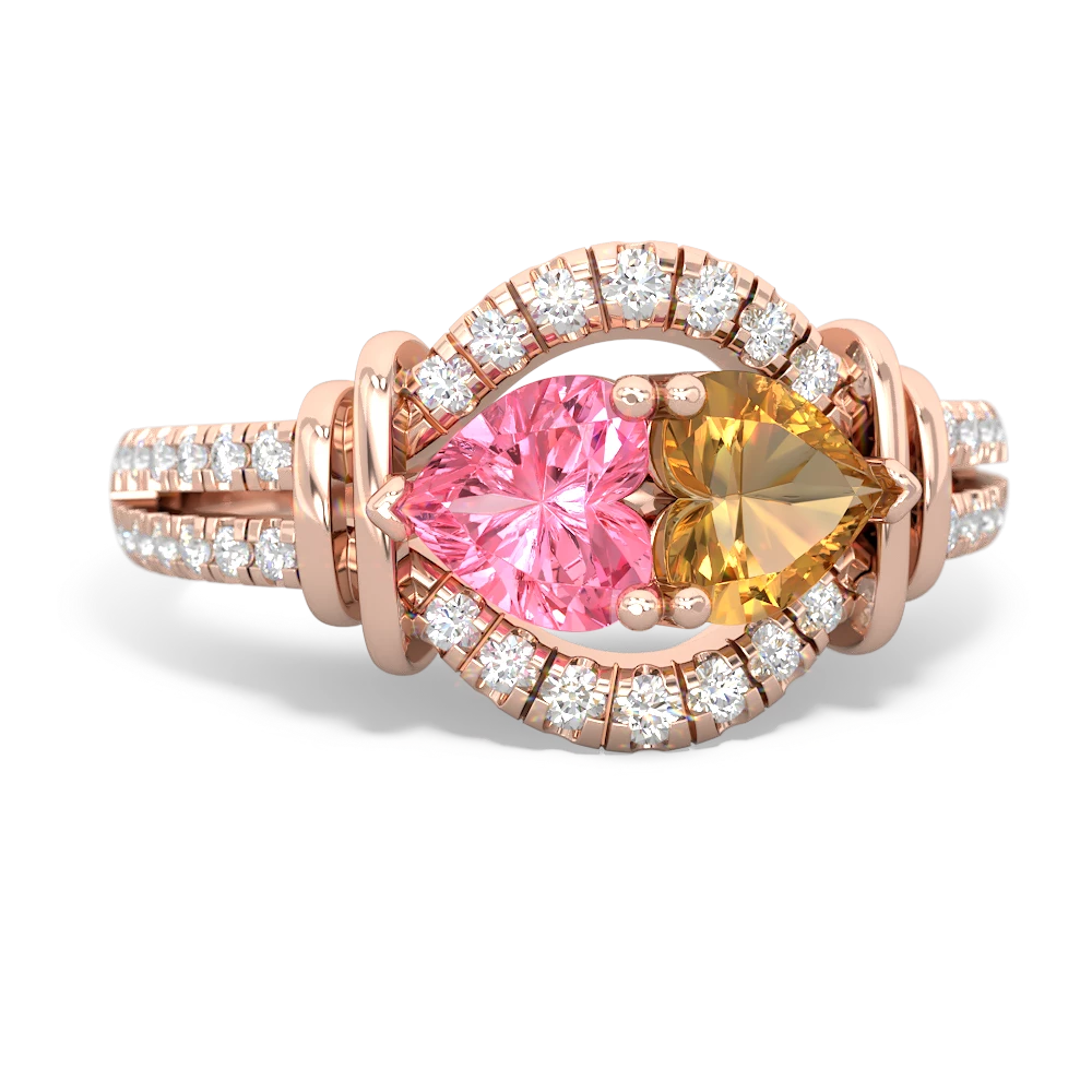 Lab Pink Sapphire Art-Deco Keepsake 14K Rose Gold ring R5630