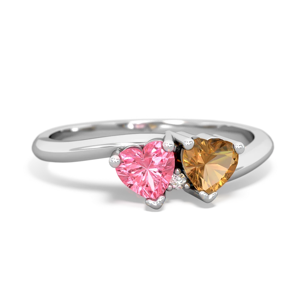 Lab Pink Sapphire Sweethearts 14K White Gold ring R5260