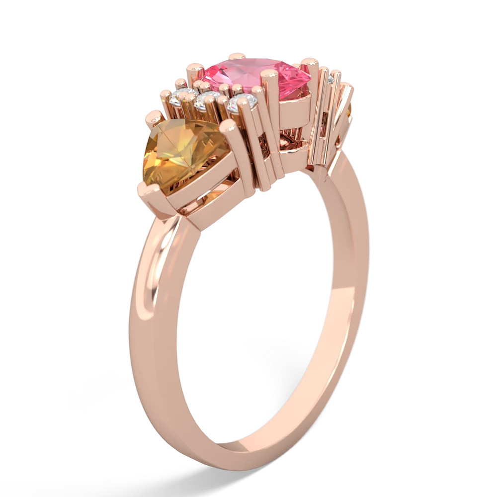 Lab Pink Sapphire Antique Style Three Stone 14K Rose Gold ring R2186