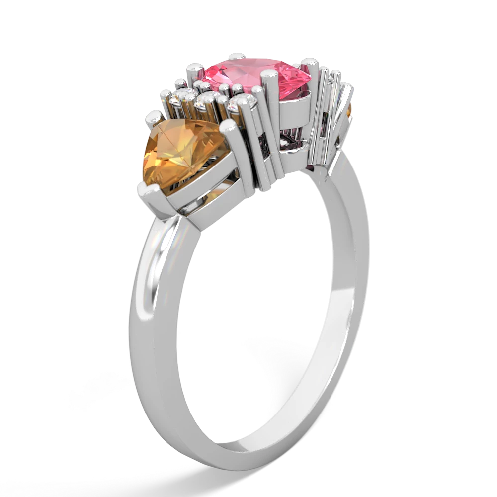 Lab Pink Sapphire Antique Style Three Stone 14K White Gold ring R2186