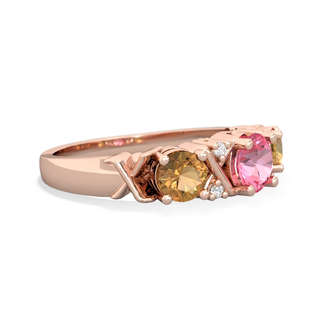 Lab Pink Sapphire Hugs And Kisses 14K Rose Gold ring R5016