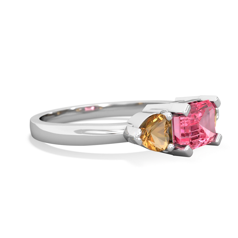 Lab Pink Sapphire Three Stone 14K White Gold ring R5235