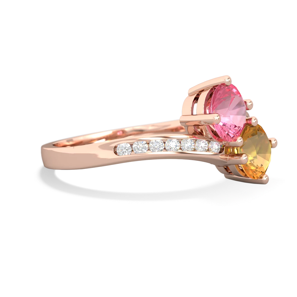 Lab Pink Sapphire Channel Set Two Stone 14K Rose Gold ring R5303