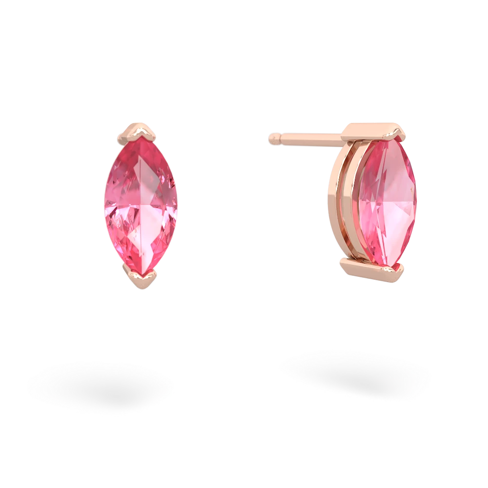 Lab Pink Sapphire 8X4mm Marquise Stud 14K Rose Gold earrings E1701