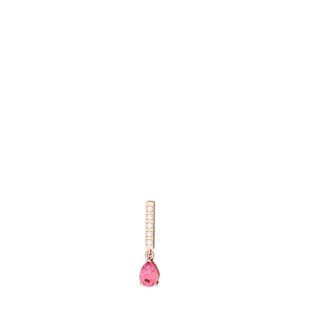 Lab Pink Sapphire Art Deco Diamond Drop 14K Rose Gold earrings E5324