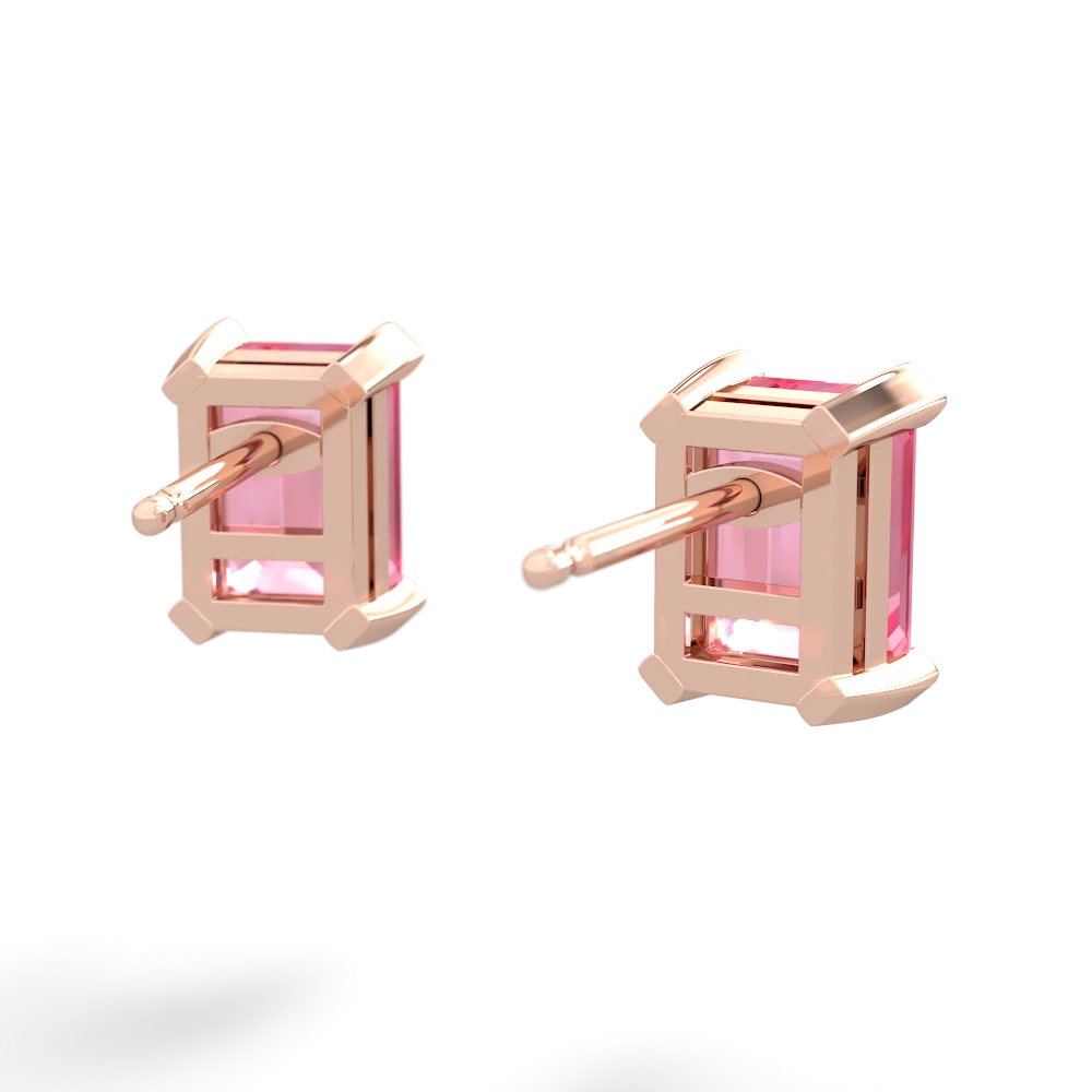 Lab Pink Sapphire 7X5mm Emerald-Cut Stud 14K Rose Gold earrings E1856