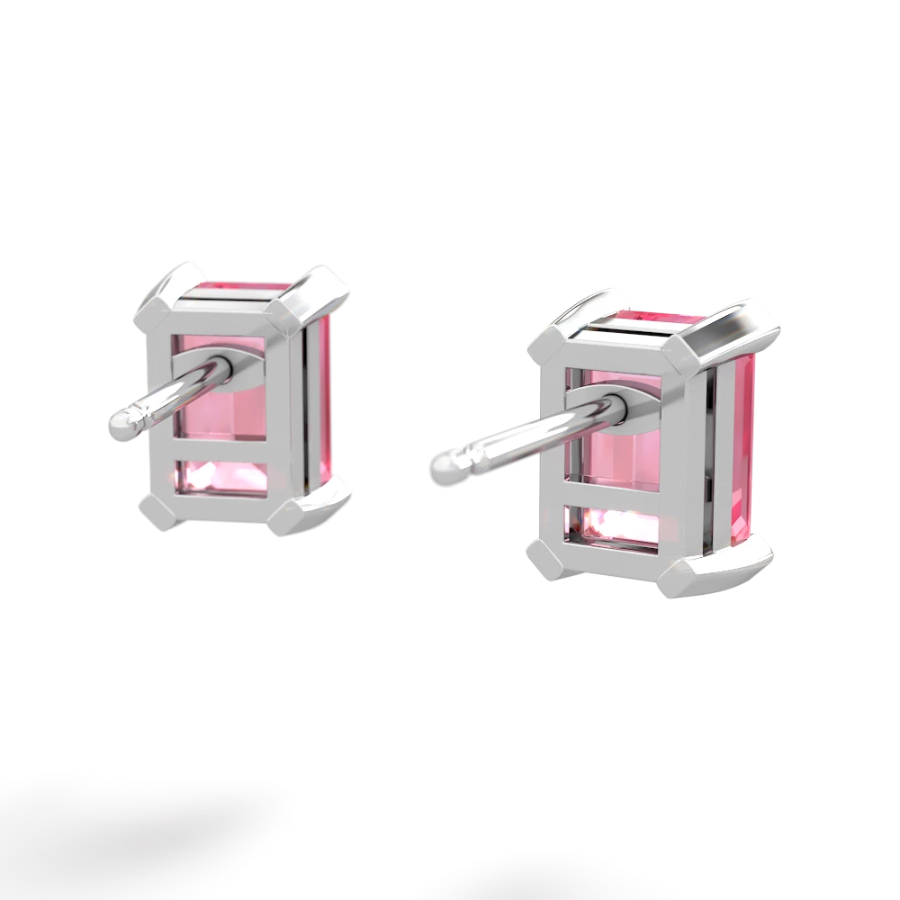 Lab Pink Sapphire 7X5mm Emerald-Cut Stud 14K White Gold earrings E1856