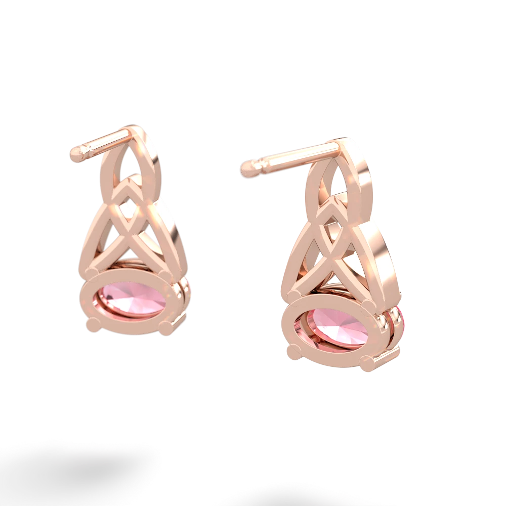 Lab Pink Sapphire Celtic Trinity Knot 14K Rose Gold earrings E2389