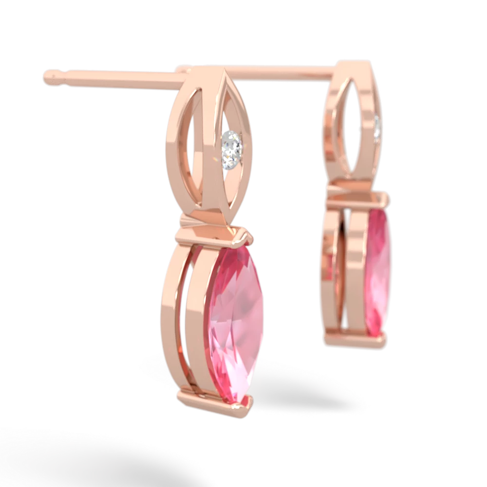 Lab Pink Sapphire Marquise Drop 14K Rose Gold earrings E5333