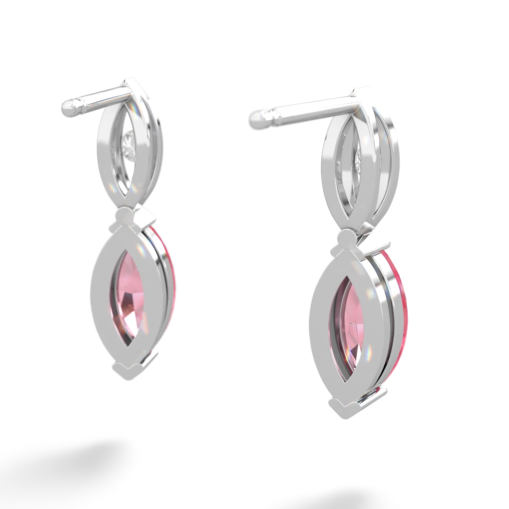 Lab Pink Sapphire Marquise Drop 14K White Gold earrings E5333