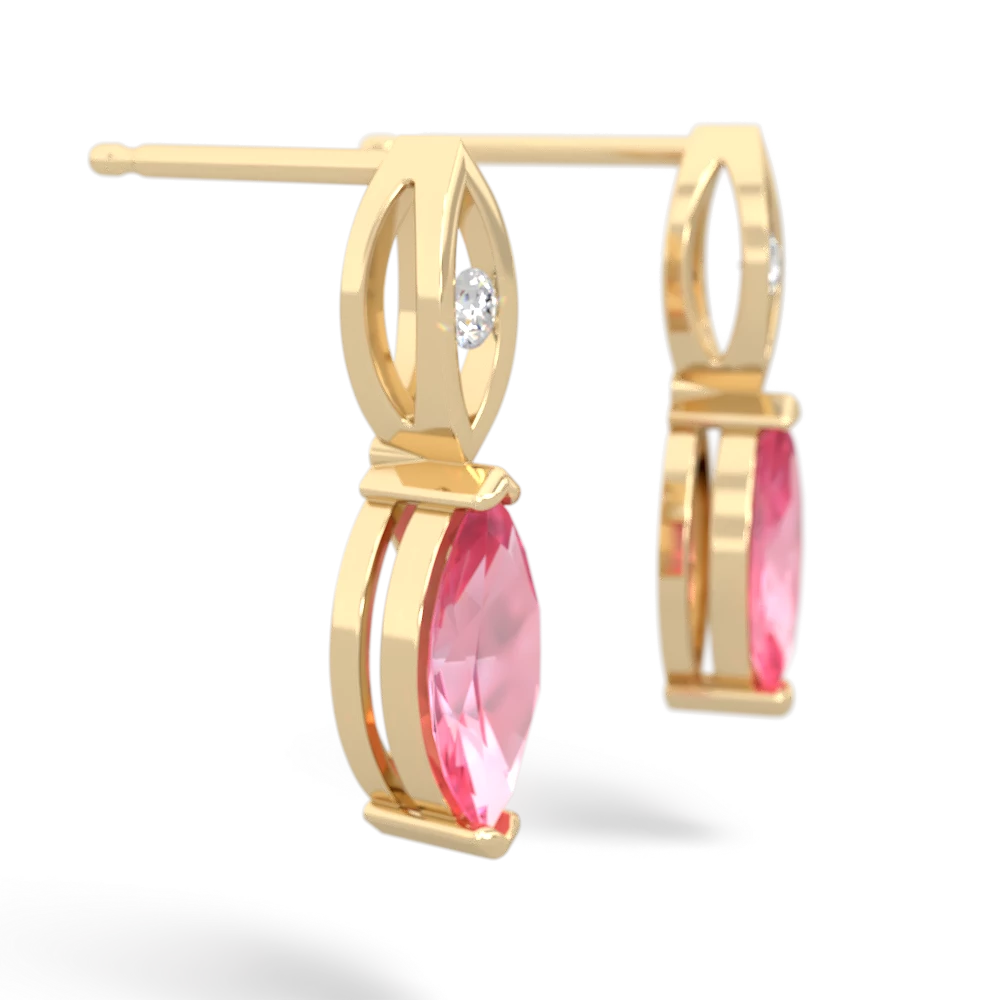 Lab Pink Sapphire Marquise Drop 14K Yellow Gold earrings E5333