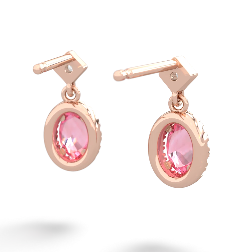 Lab Pink Sapphire Antique-Style Halo 14K Rose Gold earrings E5720