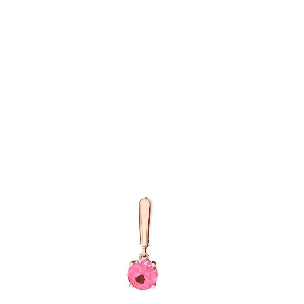 Lab Pink Sapphire 8Mm  Round Lever Back 14K Rose Gold earrings E2788