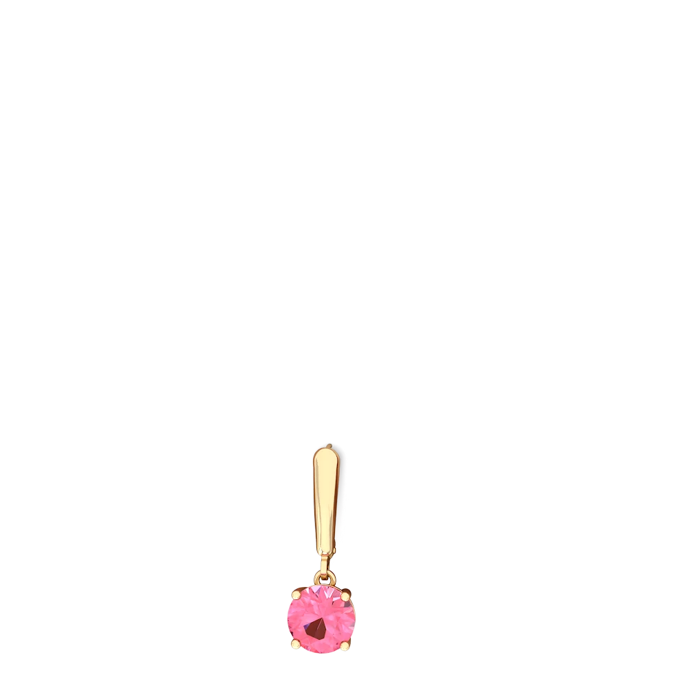 Lab Pink Sapphire 8Mm  Round Lever Back 14K Yellow Gold earrings E2788