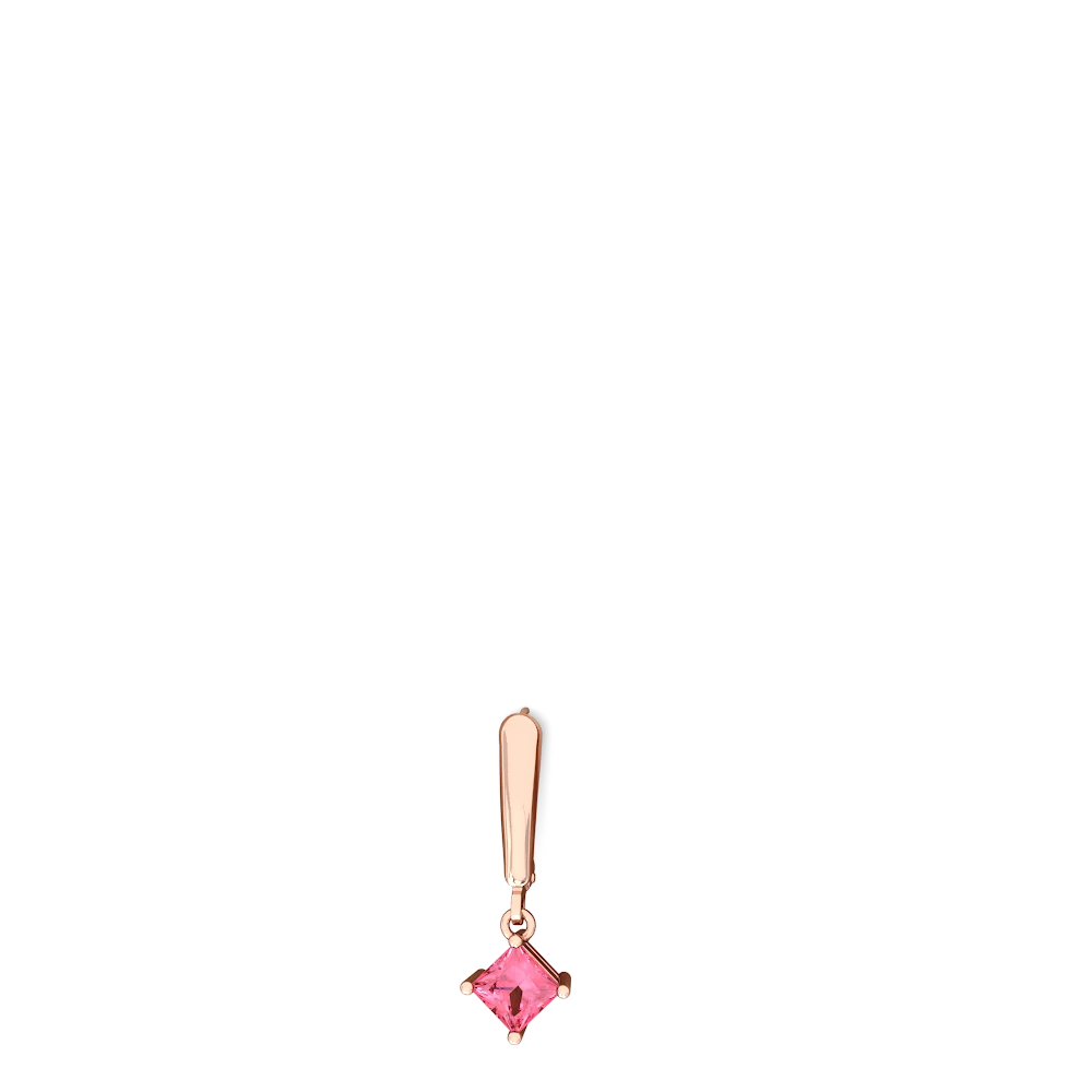 Lab Pink Sapphire 6Mm Princess Lever Back 14K Rose Gold earrings E2789