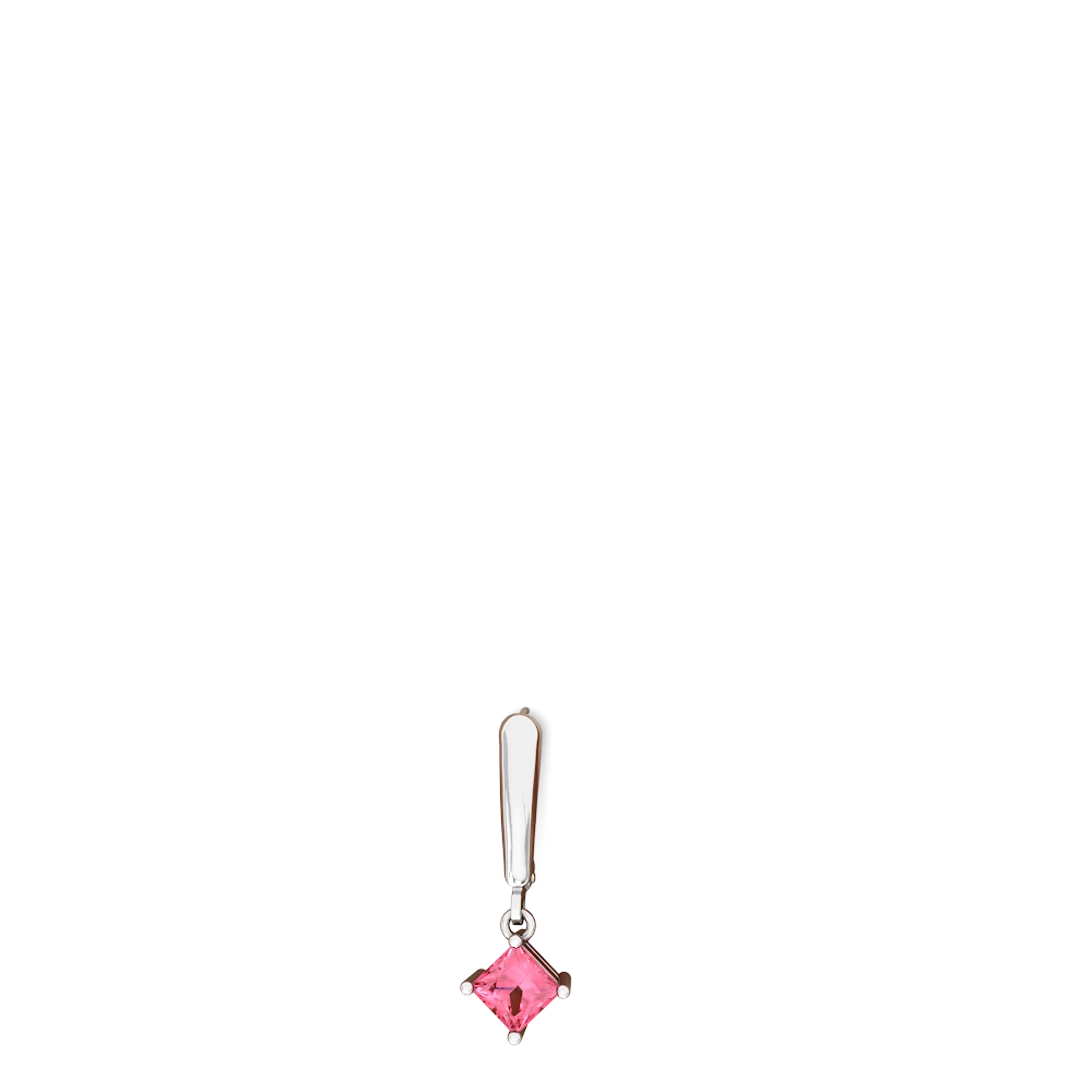 Lab Pink Sapphire 6Mm Princess Lever Back 14K White Gold earrings E2789