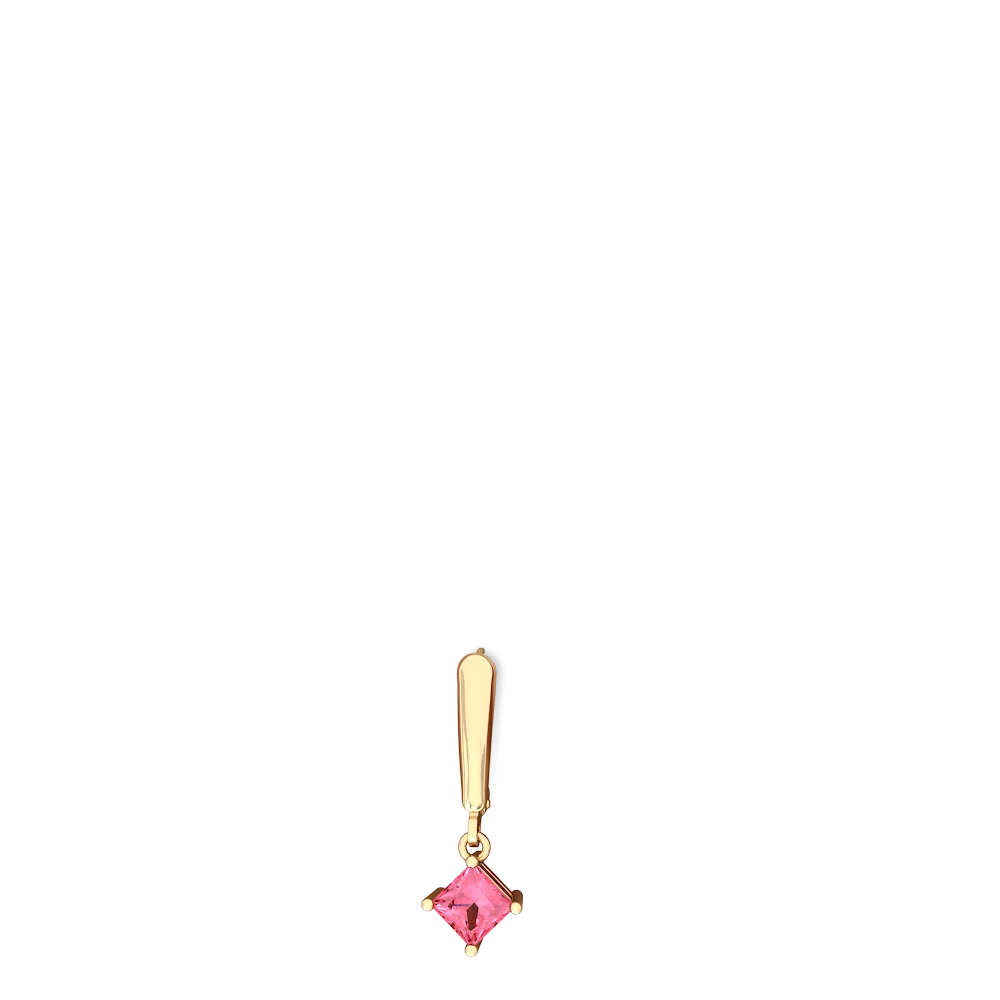 Lab Pink Sapphire 6Mm Princess Lever Back 14K Yellow Gold earrings E2789