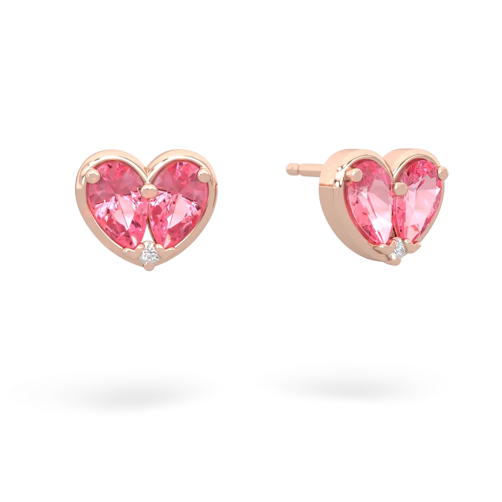 Lab Pink Sapphire 'Our Heart' 14K Rose Gold earrings E5072