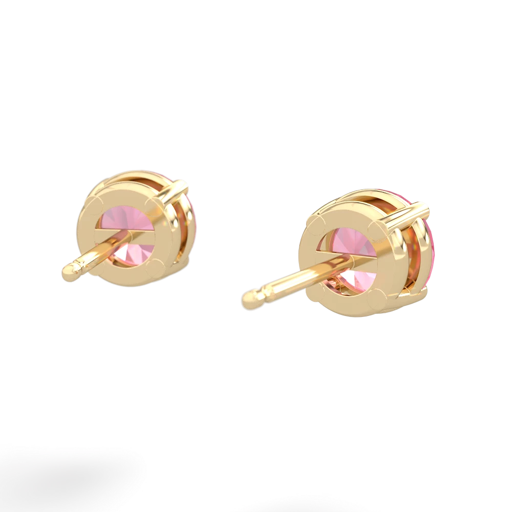 Lab Pink Sapphire 6Mm Round Stud 14K Yellow Gold earrings E1786