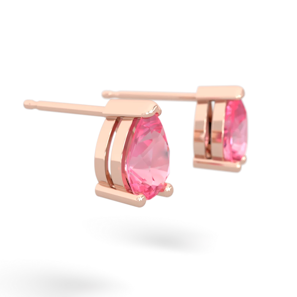 Lab Pink Sapphire Teardrop Stud 14K Rose Gold earrings E1793