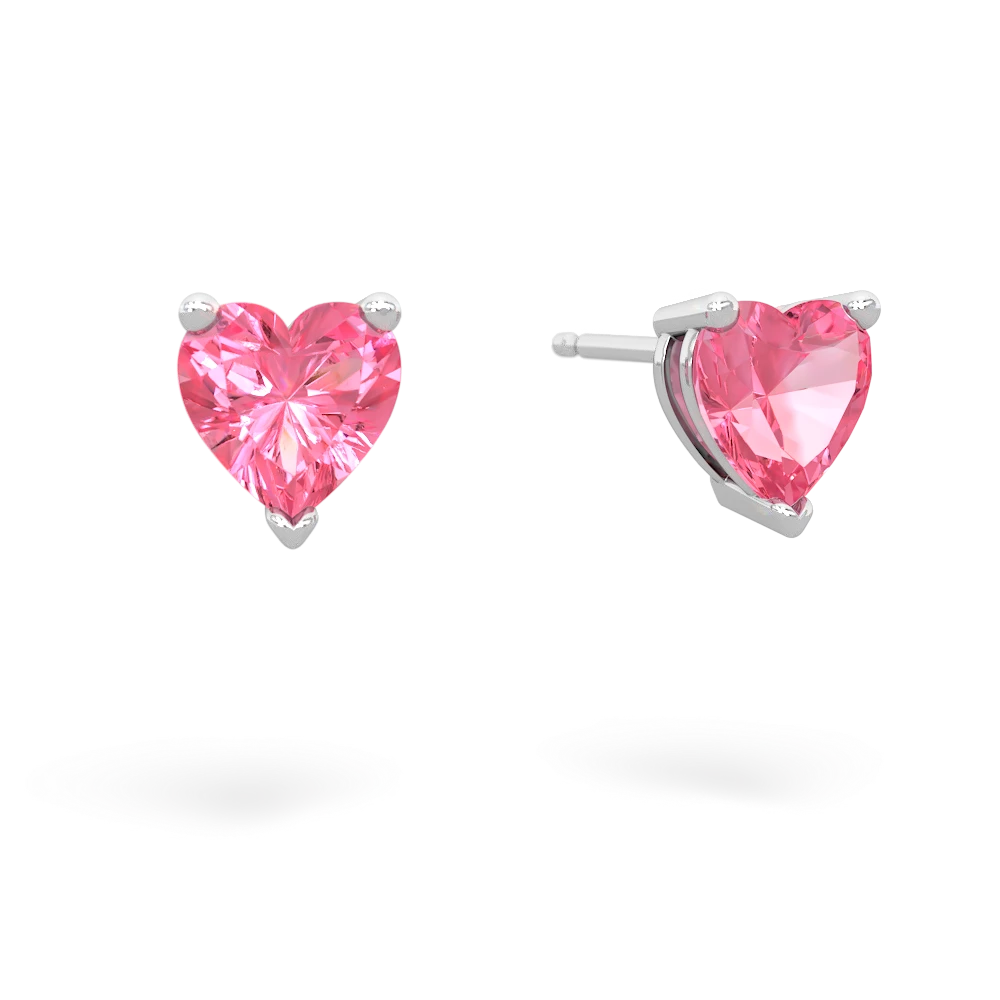 Lab Pink Sapphire 6Mm Heart Stud 14K White Gold earrings E1862