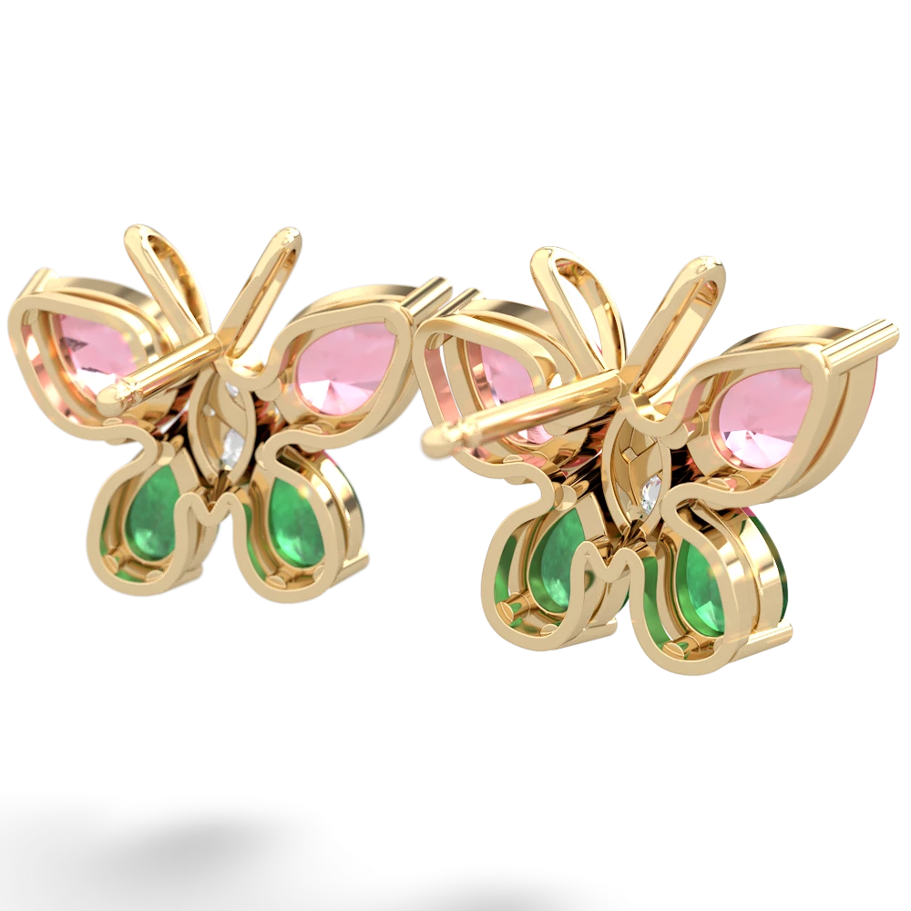 Lab Pink Sapphire Butterfly 14K Yellow Gold earrings E2215