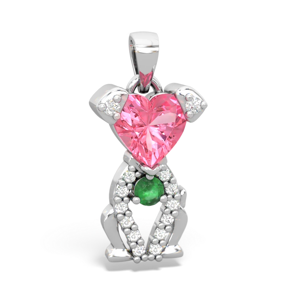 Lab Pink Sapphire Puppy Love 14K White Gold pendant P5800