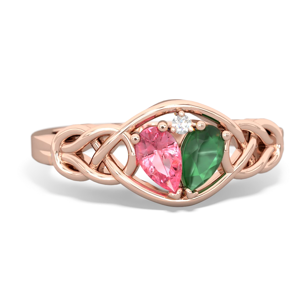 Lab Pink Sapphire Celtic Love Knot 14K Rose Gold ring R5420