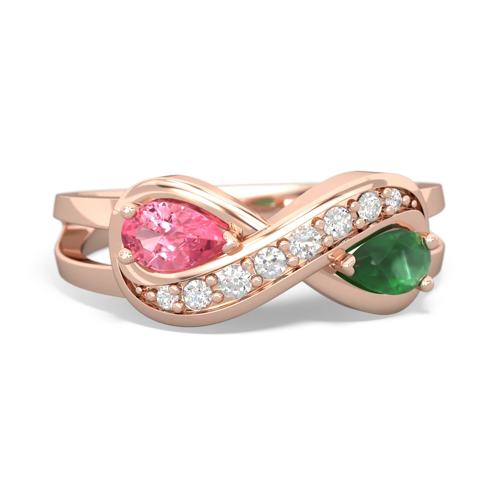 Lab Pink Sapphire Diamond Infinity 14K Rose Gold ring R5390