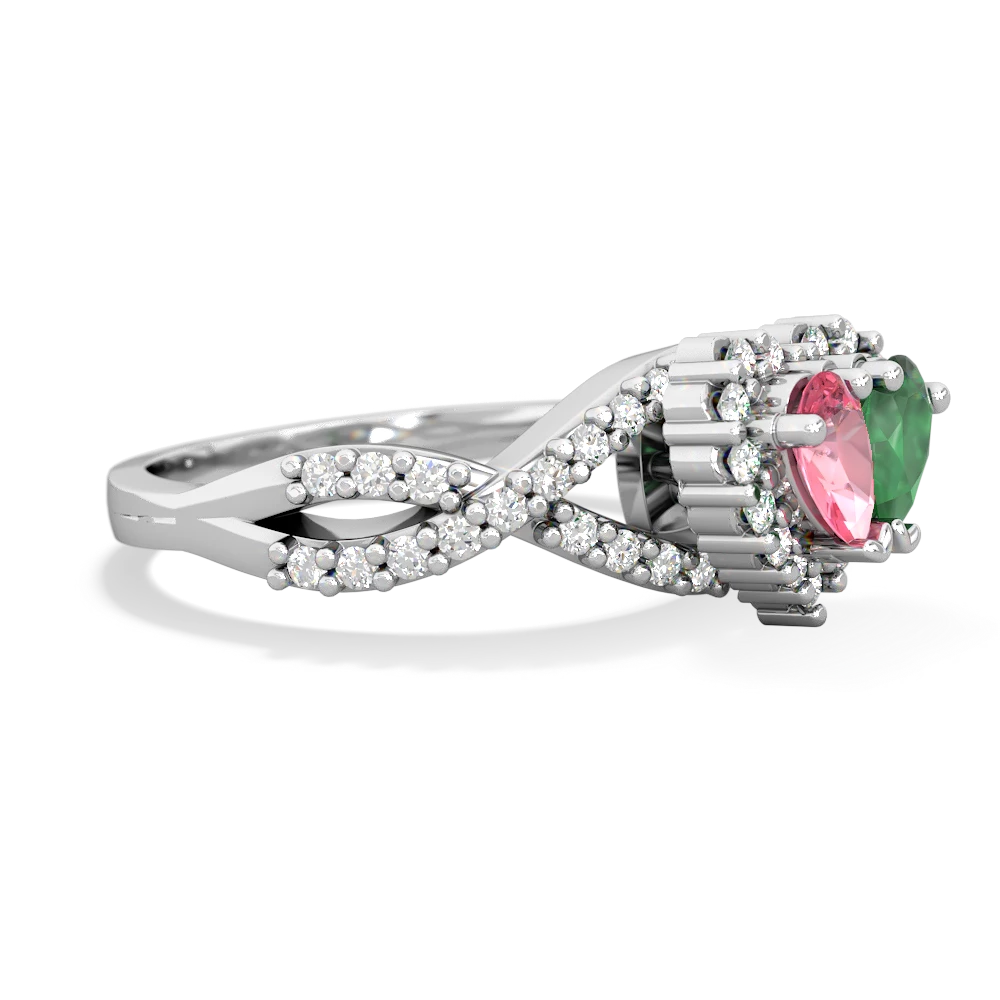 Lab Pink Sapphire Diamond Twist 'One Heart' 14K White Gold ring R2640HRT