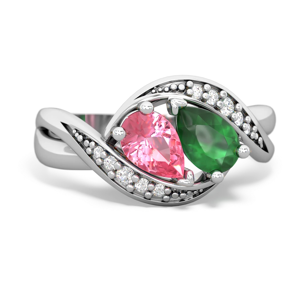 Lab Pink Sapphire Summer Winds 14K White Gold ring R5342