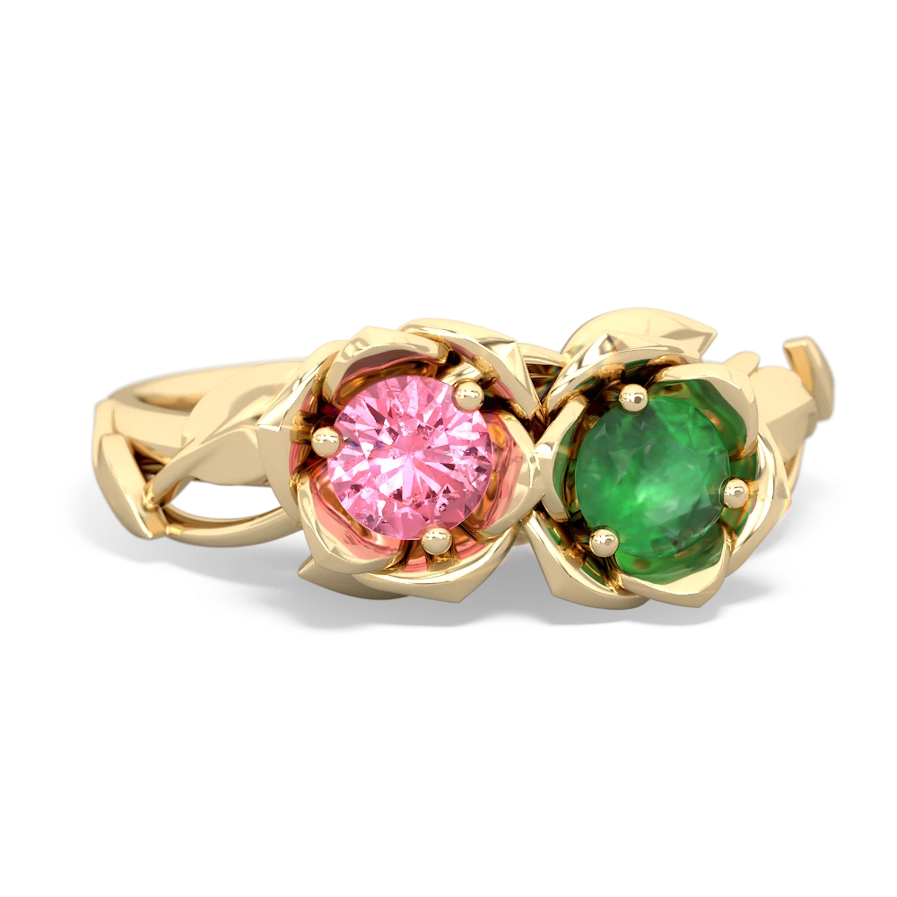 Lab Pink Sapphire Rose Garden 14K Yellow Gold ring R5510