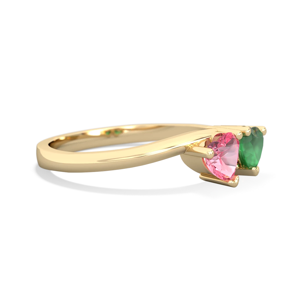 Lab Pink Sapphire Sweethearts 14K Yellow Gold ring R5260