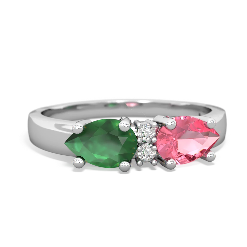 Lab Pink Sapphire Pear Bowtie 14K White Gold ring R0865